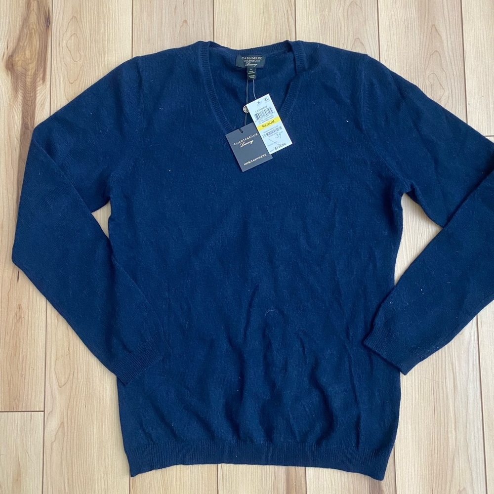 Charter Club Deep Blue Cashmere Sweater
